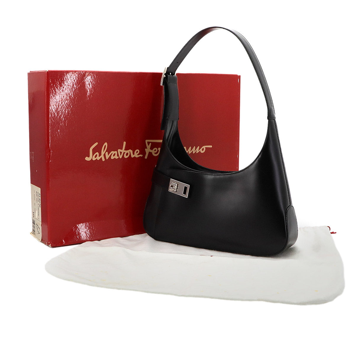 Gancini Shoulder Bag Leather Black 21 0170