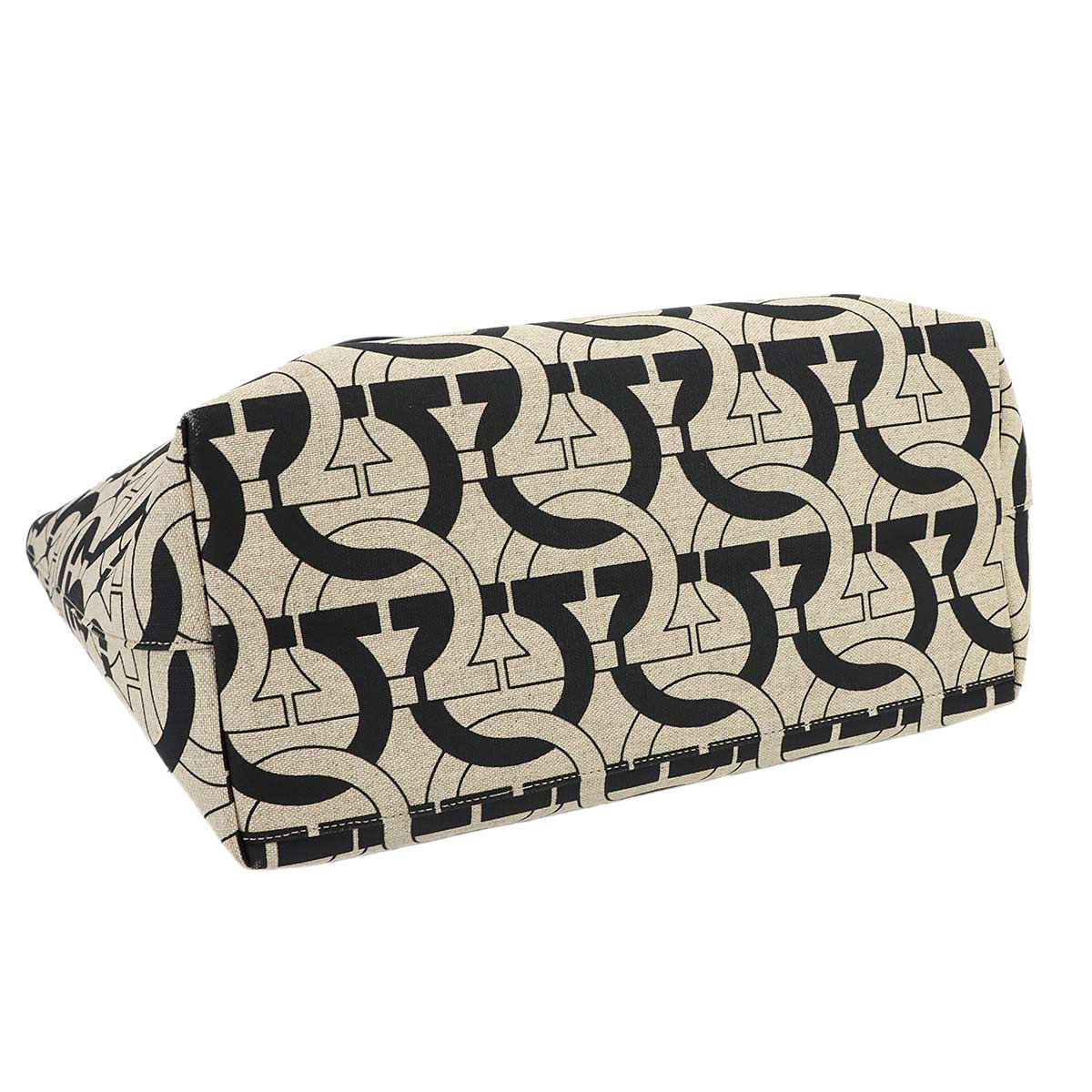 Tote Bag Canvas Leather Beige Black