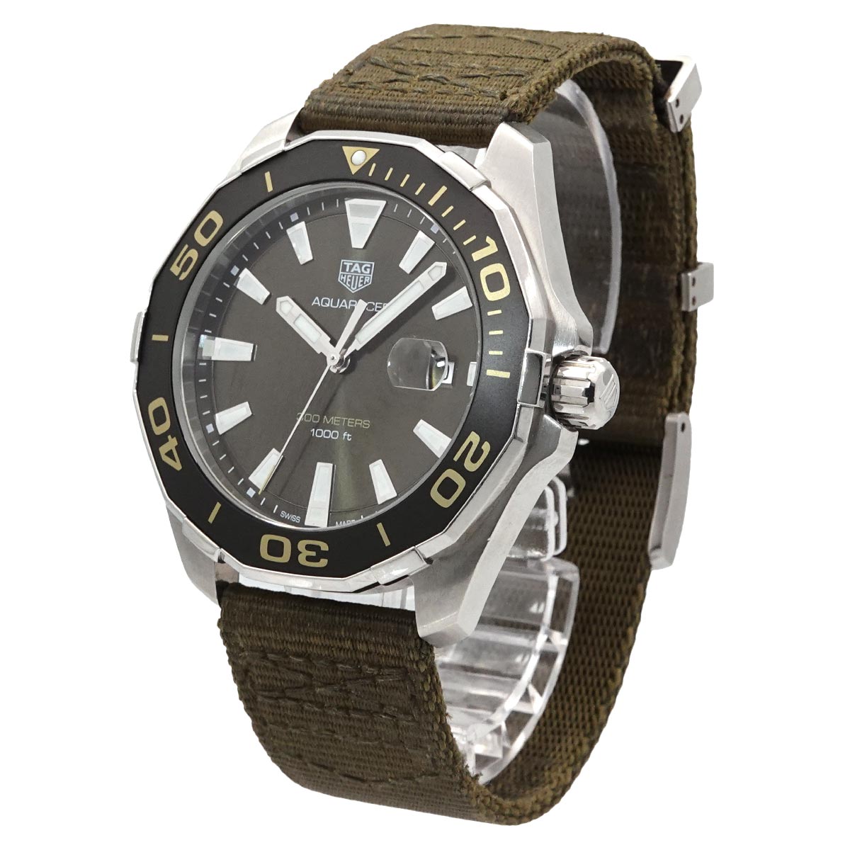 Aqua Racer WAY101E Quartz Date Khaki Dial Mens Watch