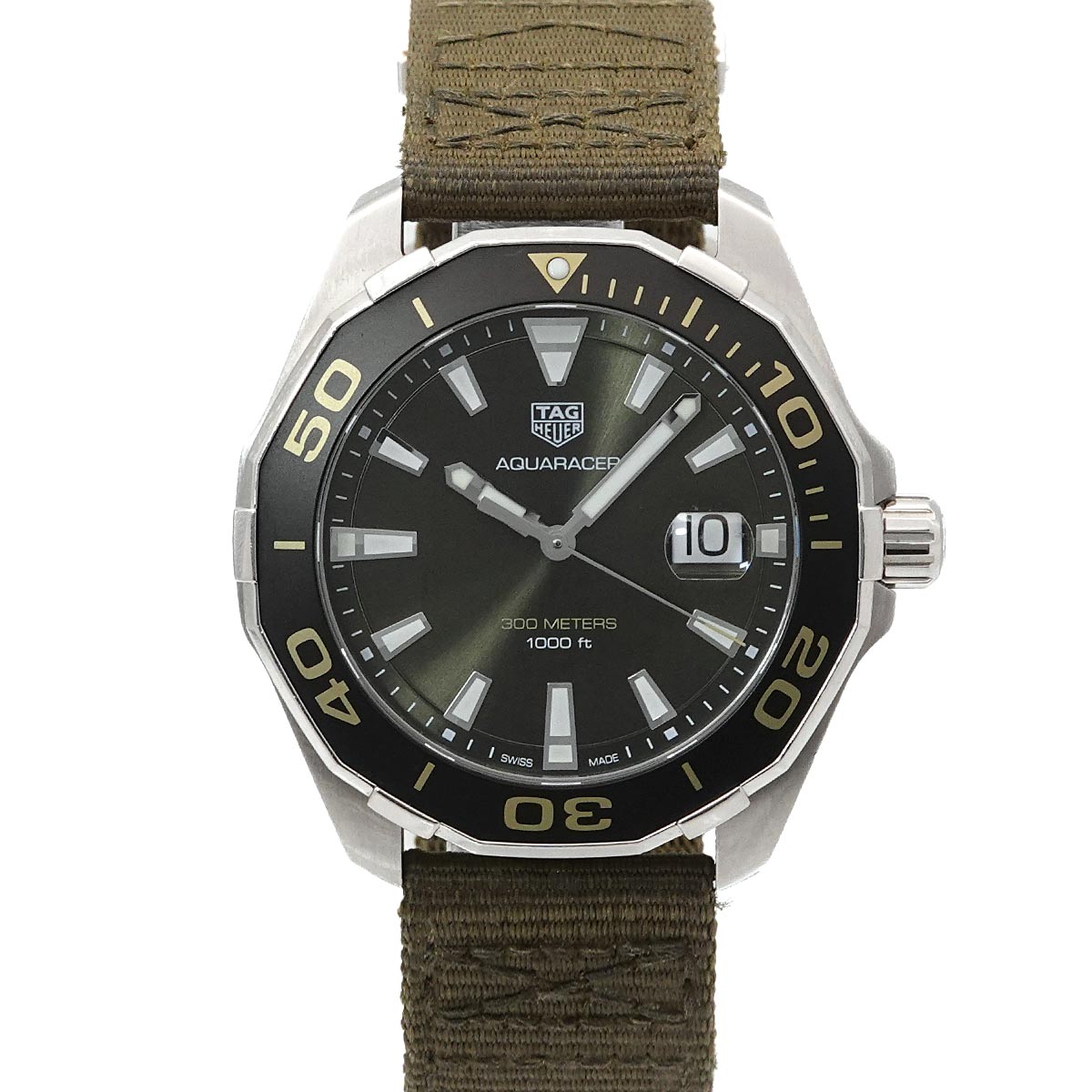 Aqua Racer WAY101E Quartz Date Khaki Dial Mens Watch