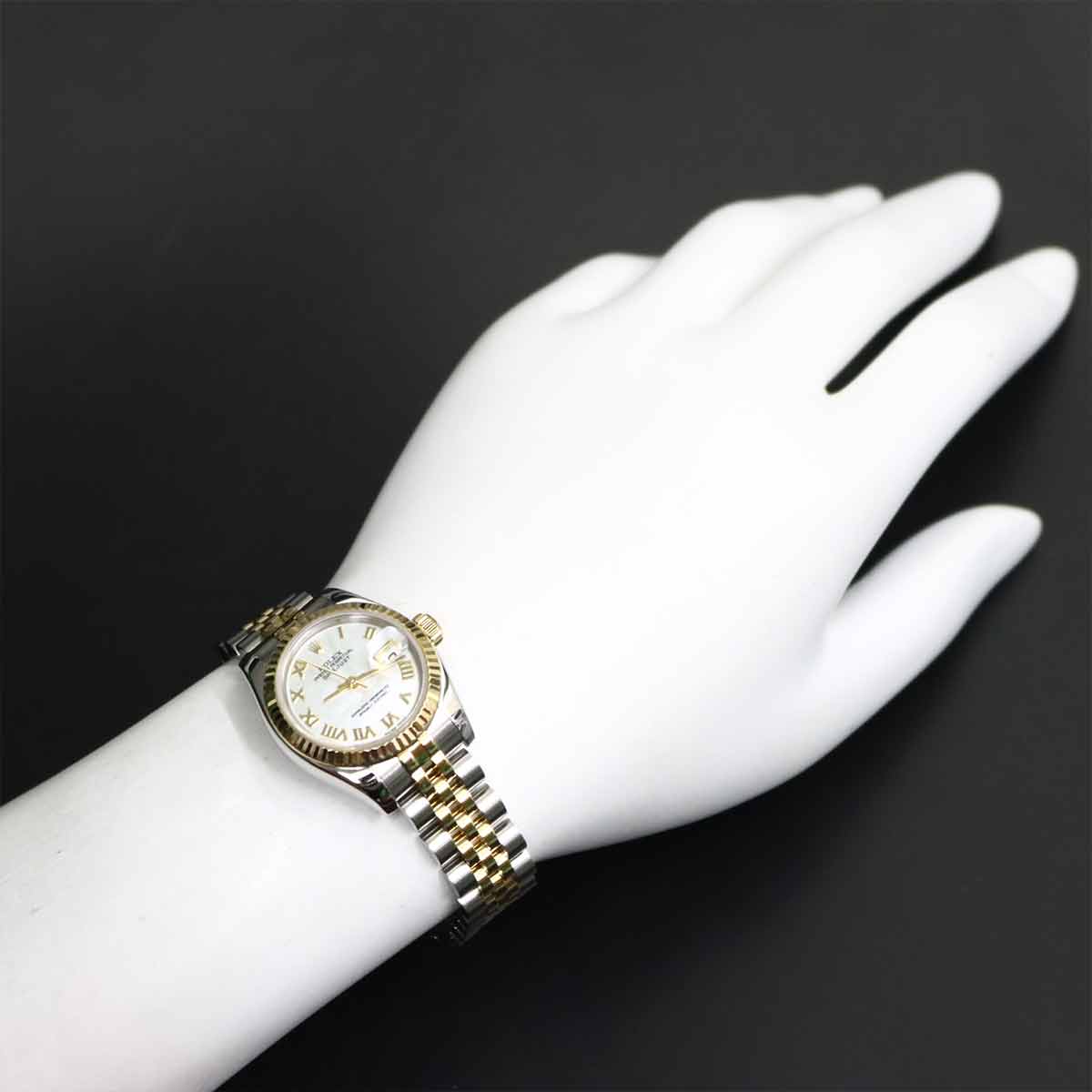 Datejust 179173NR Serial F 750 YG White Shell Dial Ladies Watch