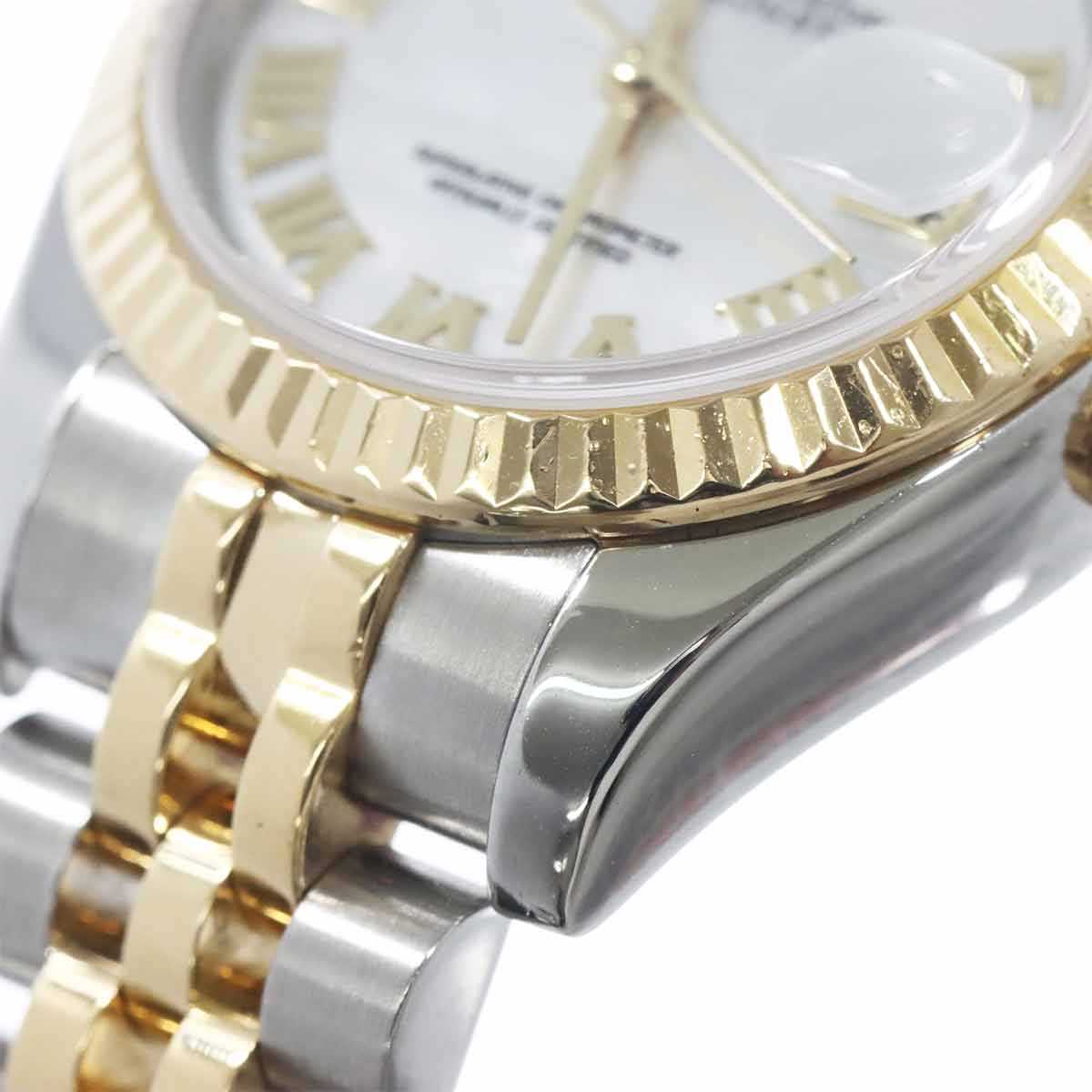 Datejust 179173NR Serial F 750 YG White Shell Dial Ladies Watch