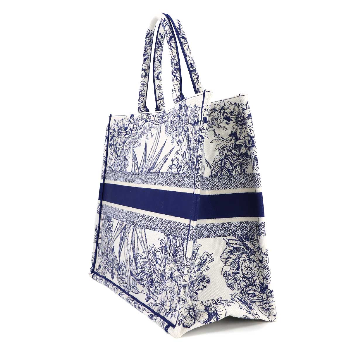 Reve d Infini Book Tote Large Bag Canvas Blue White