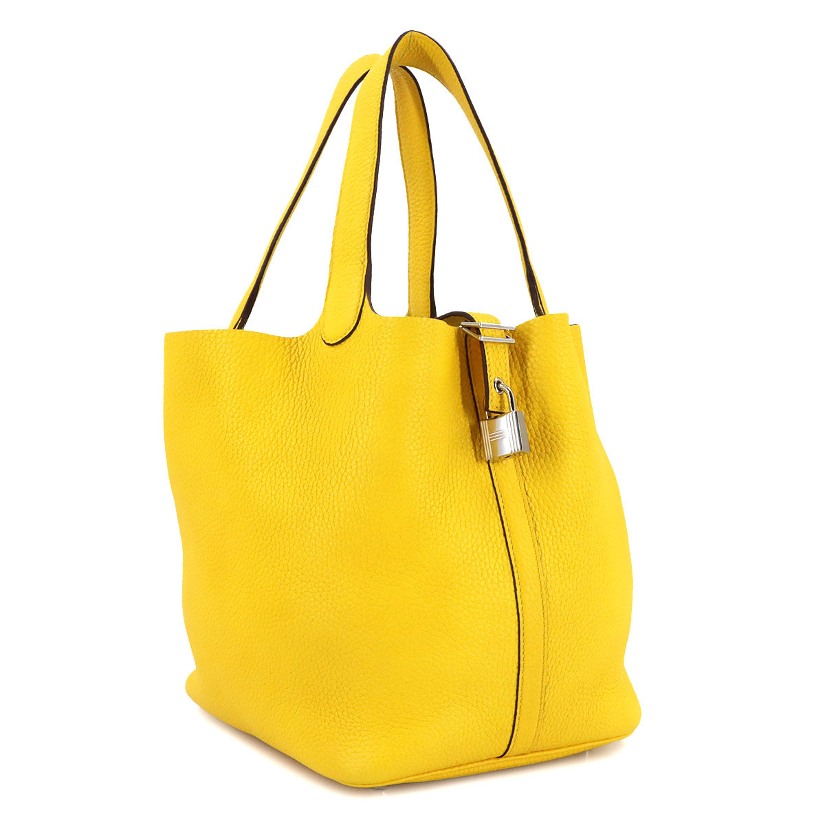 Picotin Lock MM Hand Bag Taurillon Clemence Jaune de Naples
