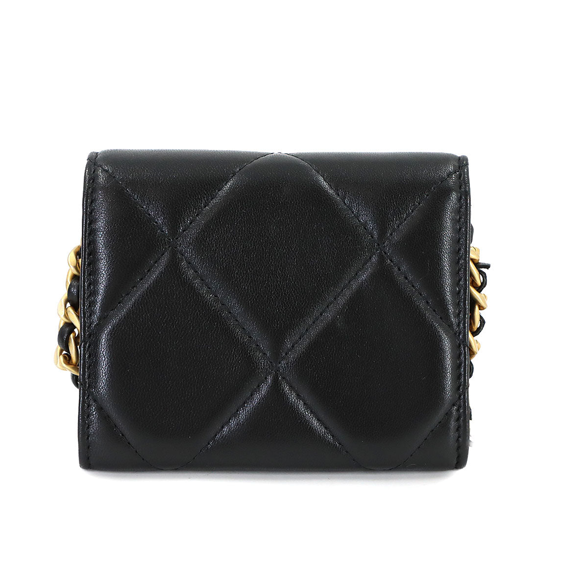 CHANEL 19 Flap Coin Purse Chain Coin case Leather Black AP1787