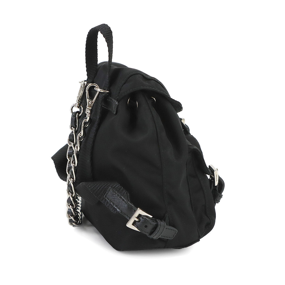 Mini Chain Shoulder Bag Nylon Leather Black BZ0029 Backpack