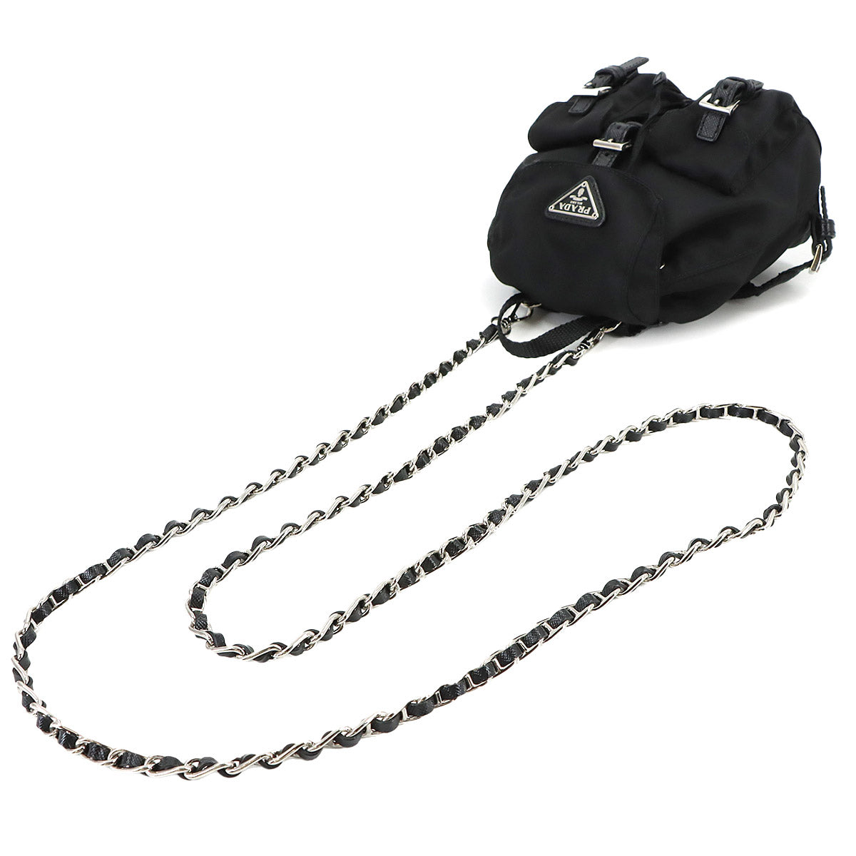 Mini Chain Shoulder Bag Nylon Leather Black BZ0029 Backpack