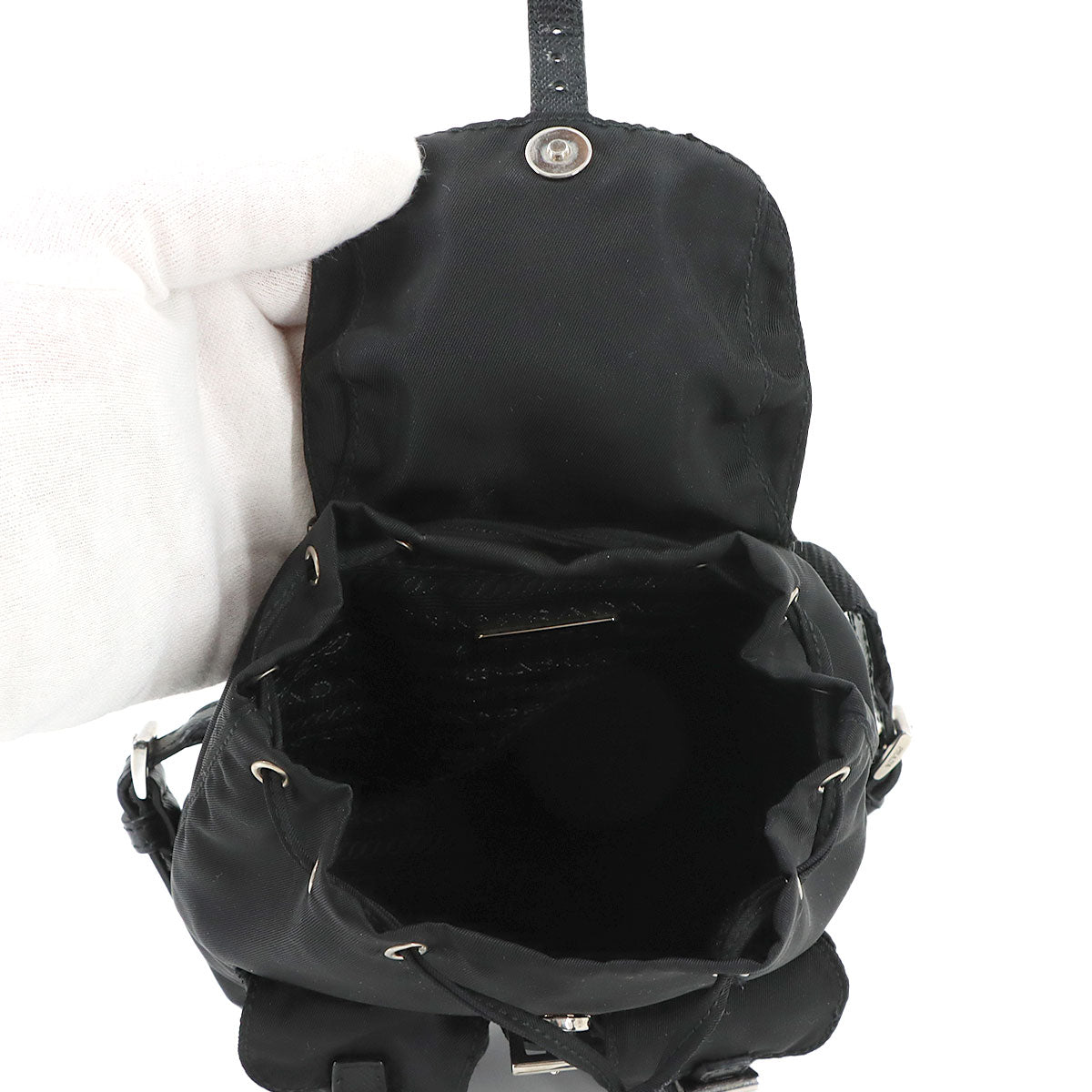 Mini Chain Shoulder Bag Nylon Leather Black BZ0029 Backpack