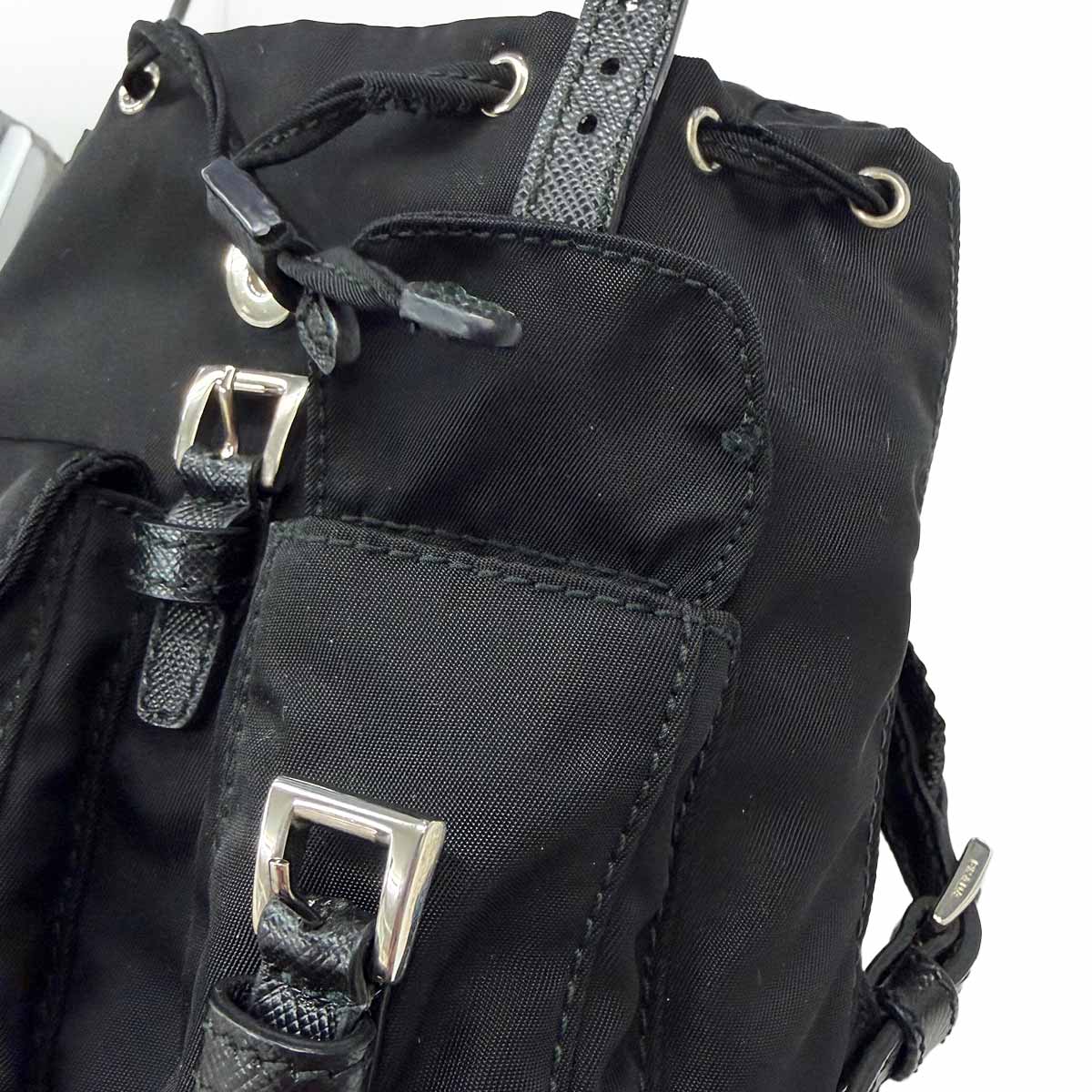 Mini Chain Shoulder Bag Nylon Leather Black BZ0029 Backpack
