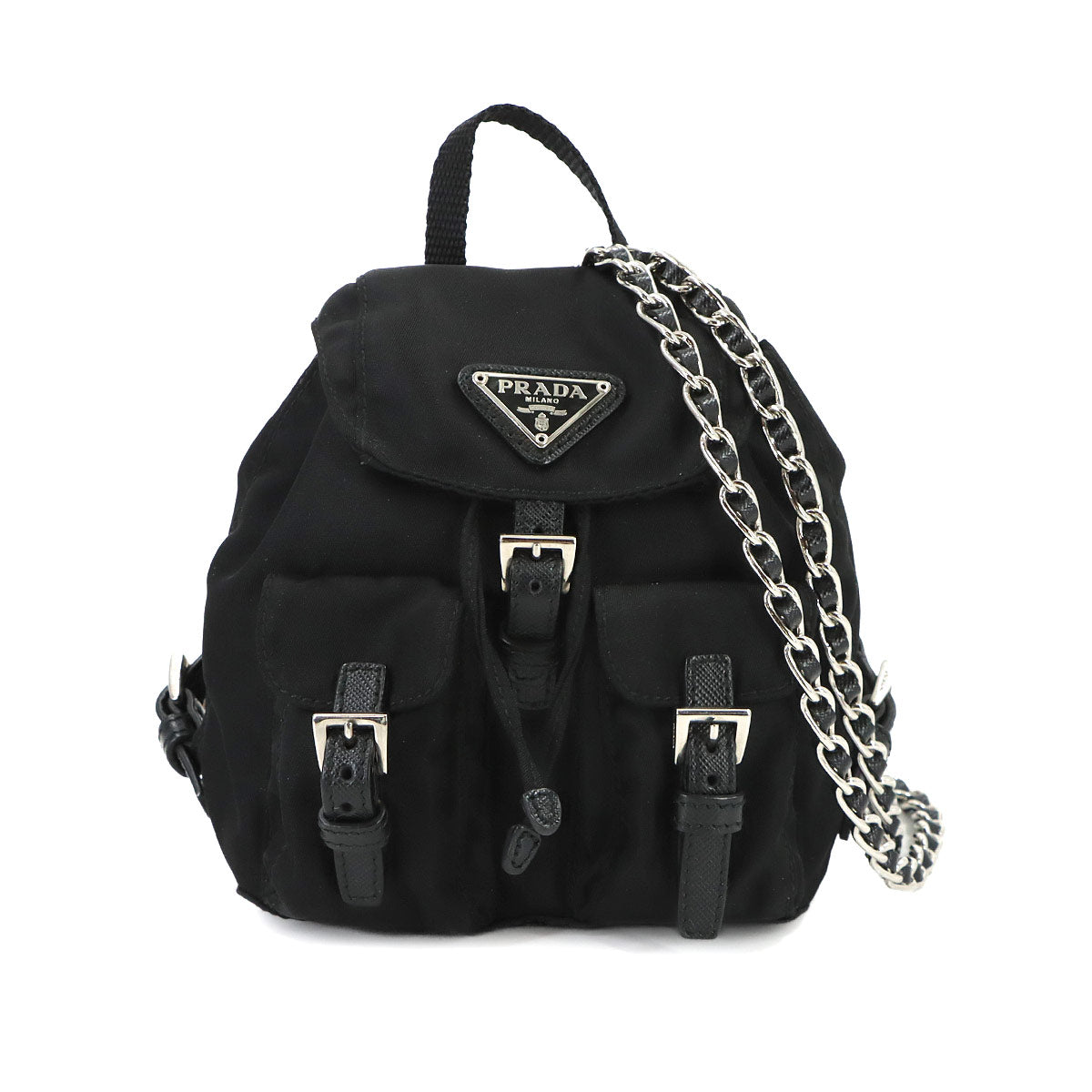 Mini Chain Shoulder Bag Nylon Leather Black BZ0029 Backpack
