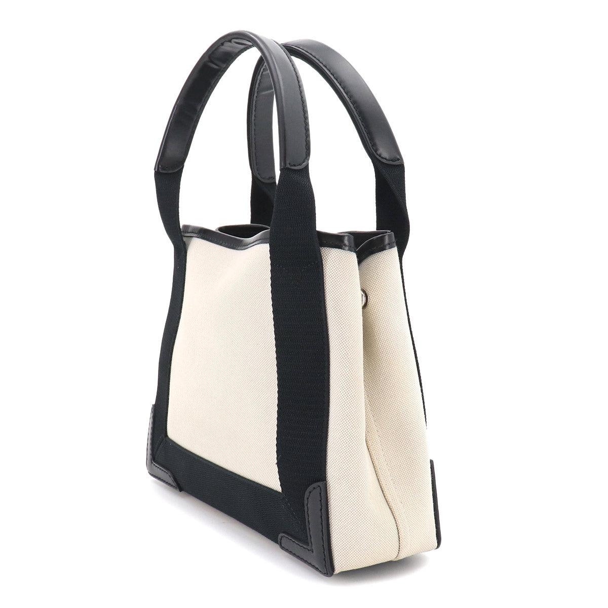 Navy Cabas XS 2way Tote Shoulder Bag Canvas Leather