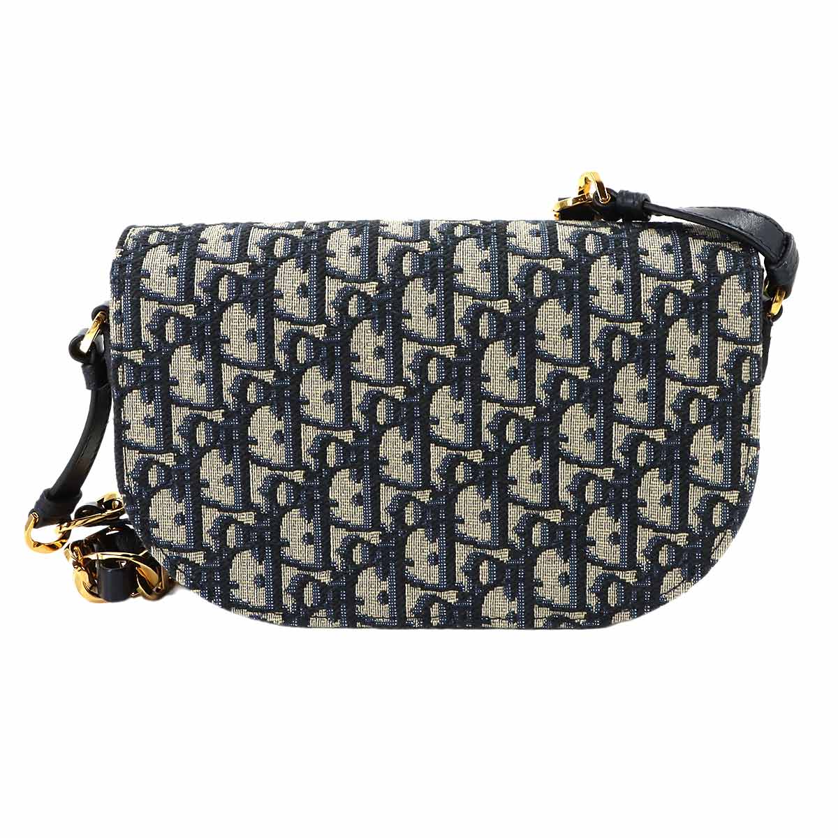 Oblique CD Signature Chain Shoulder Bag Canvas Navy