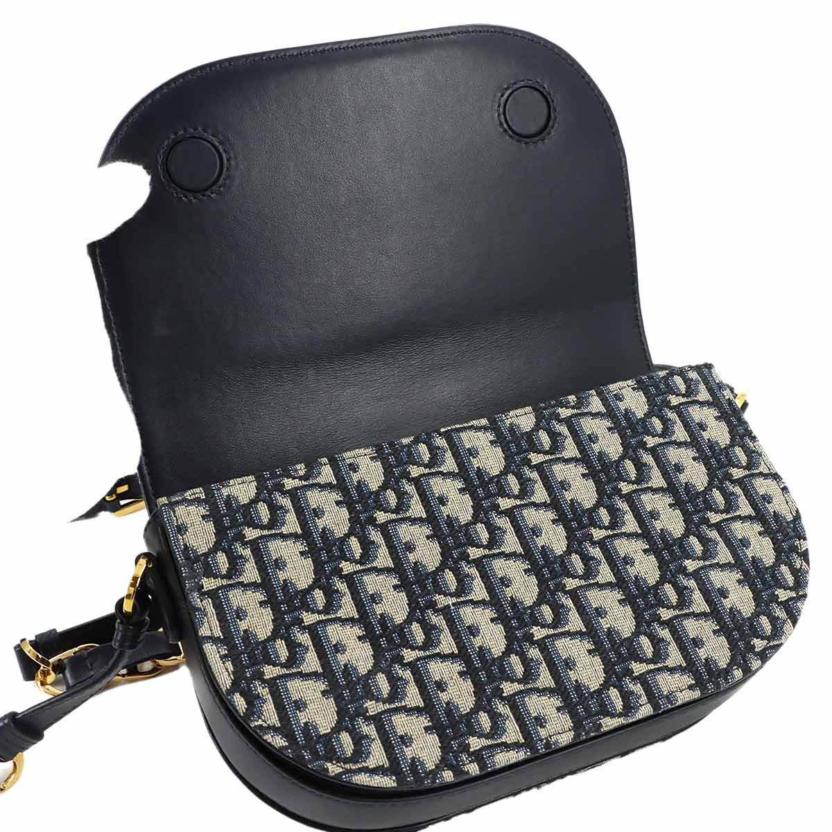 Oblique CD Signature Chain Shoulder Bag Canvas Navy