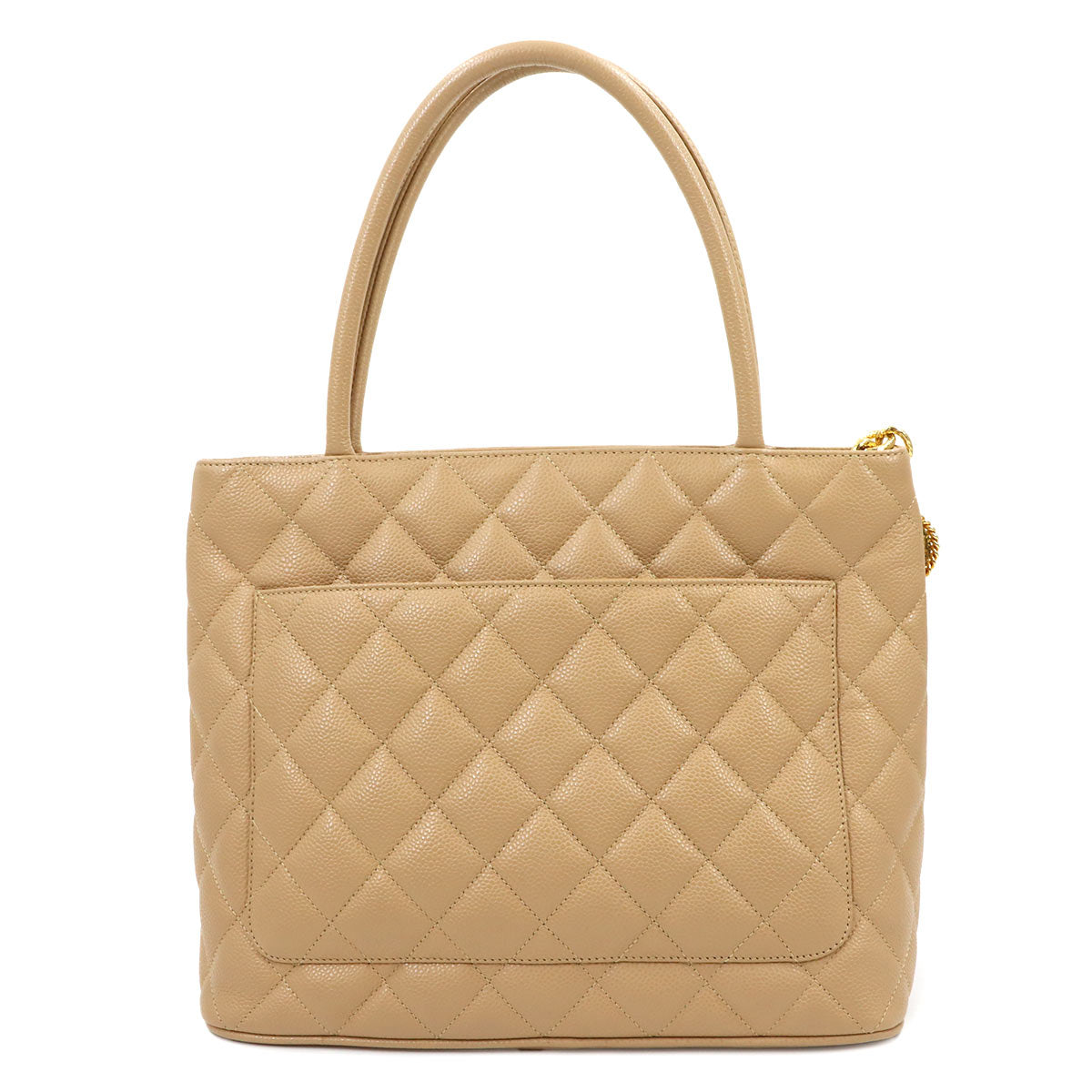 Medallion Tote Bag Leather Beige A01804 Coco Logos