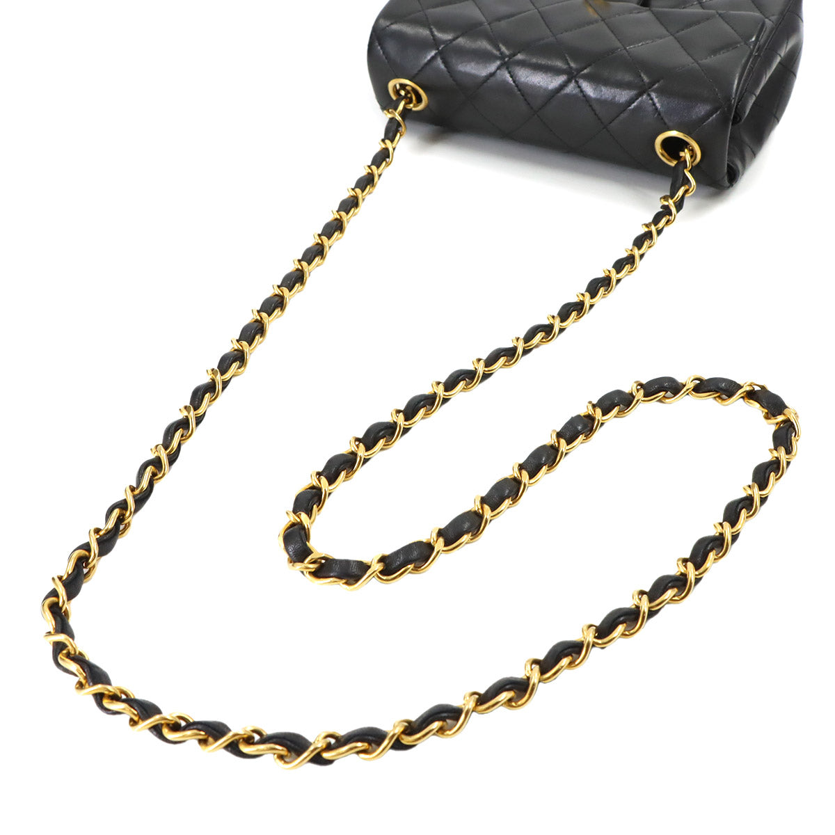 Mini Matelasse Chain Shoulder Bag Leather Black A01115 Purse