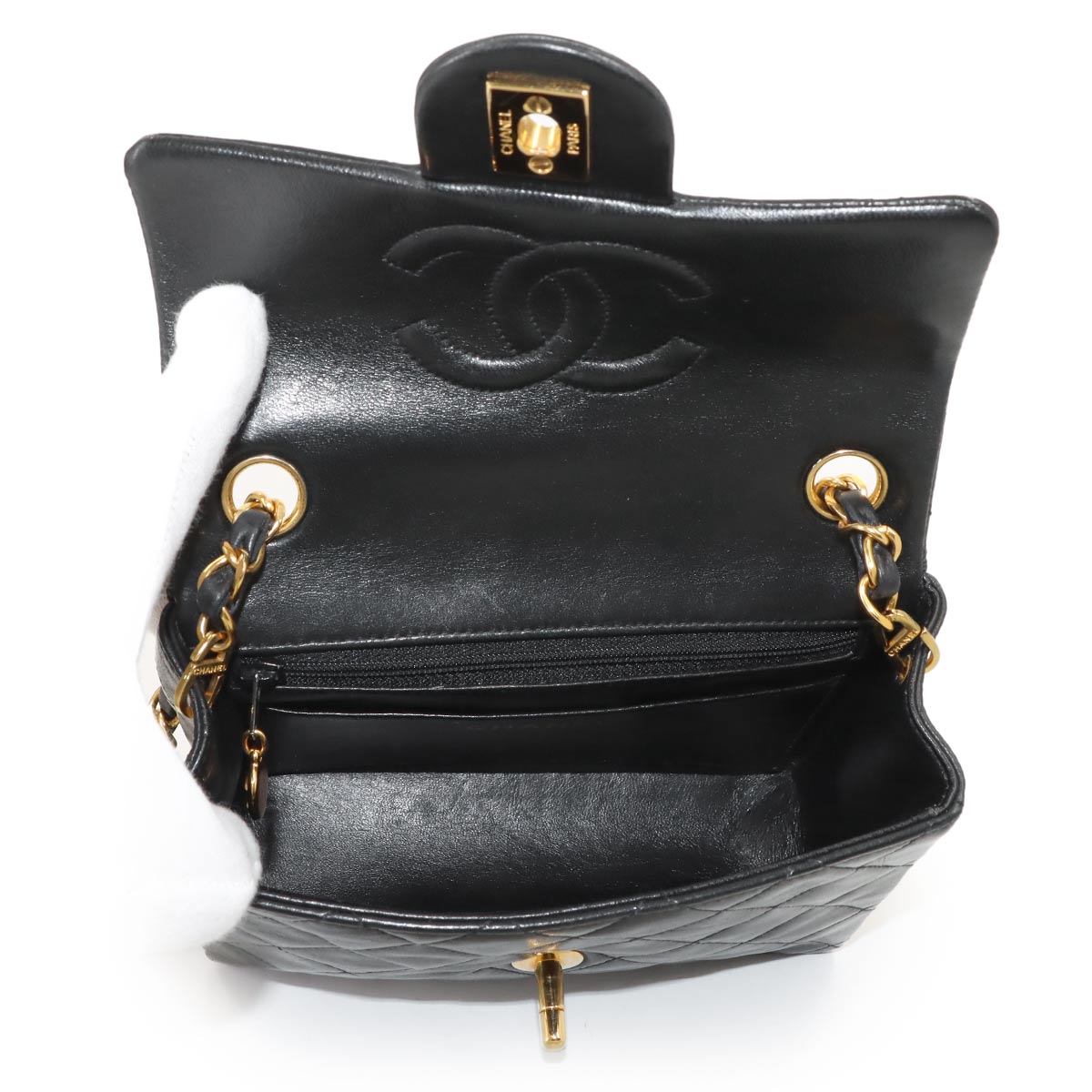 Mini Matelasse Chain Shoulder Bag Leather Black A01115 Purse