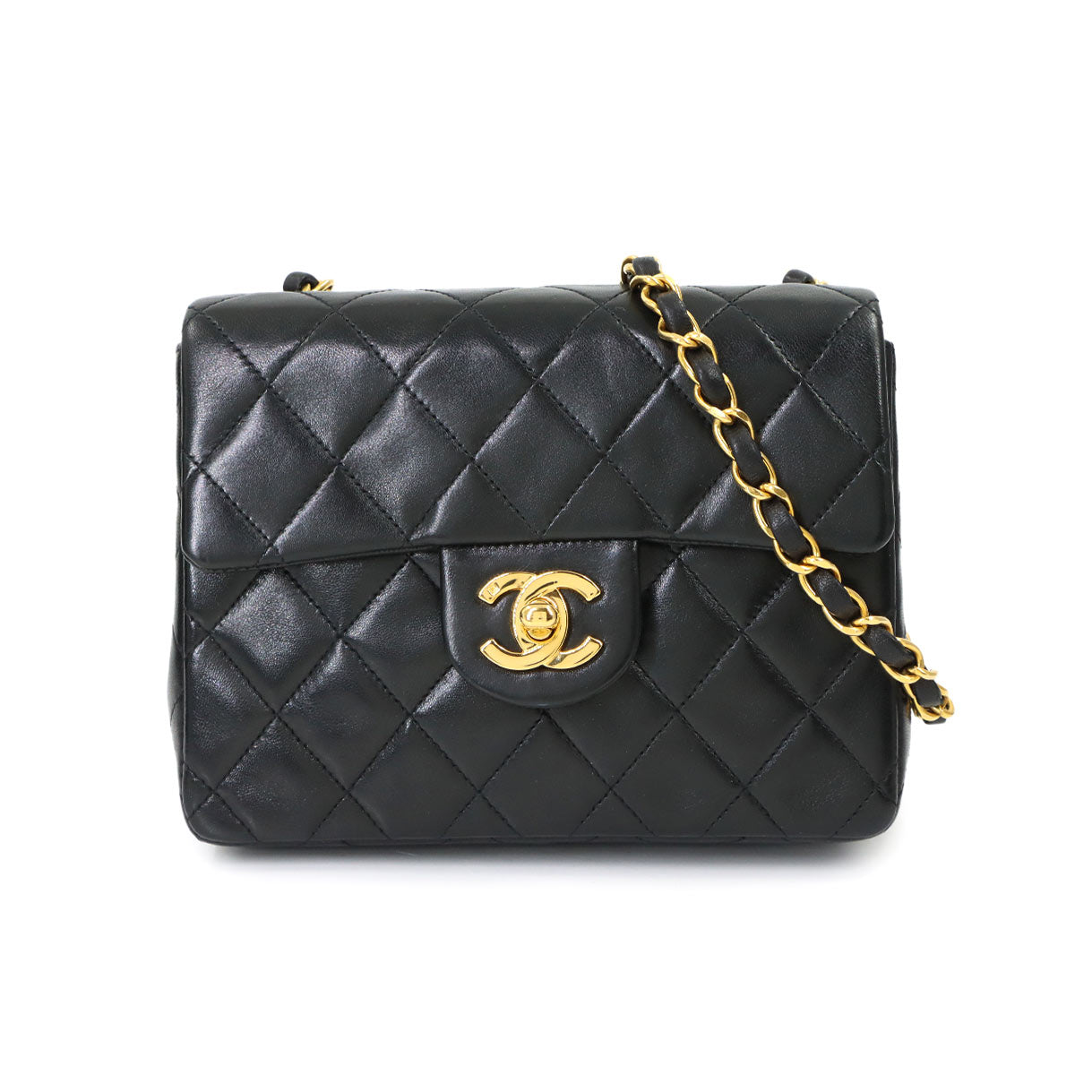 Mini Matelasse Chain Shoulder Bag Leather Black A01115 Purse