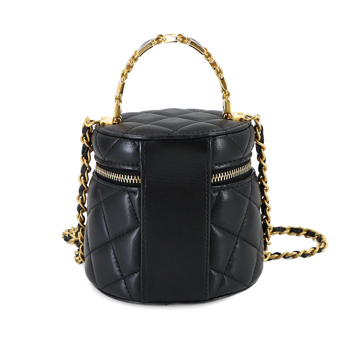 Matelasse Mini Vanity Hand Shoulder Bag Leather Black AP2947