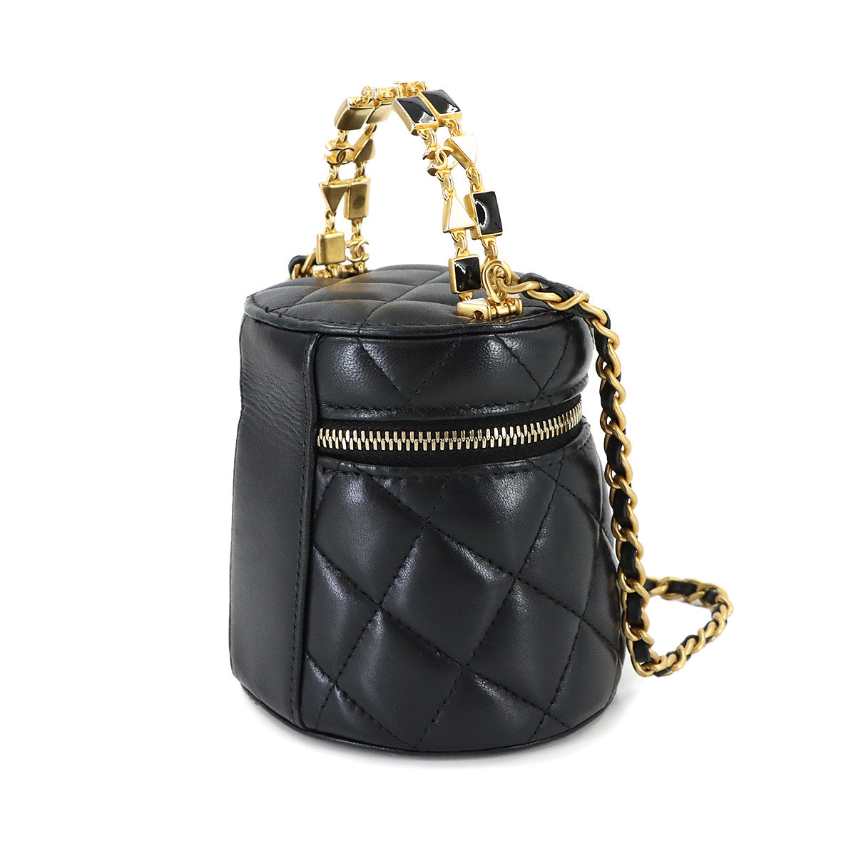 Matelasse Mini Vanity Hand Shoulder Bag Leather Black AP2947