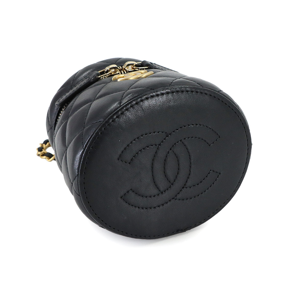 Matelasse Mini Vanity Hand Shoulder Bag Leather Black AP2947