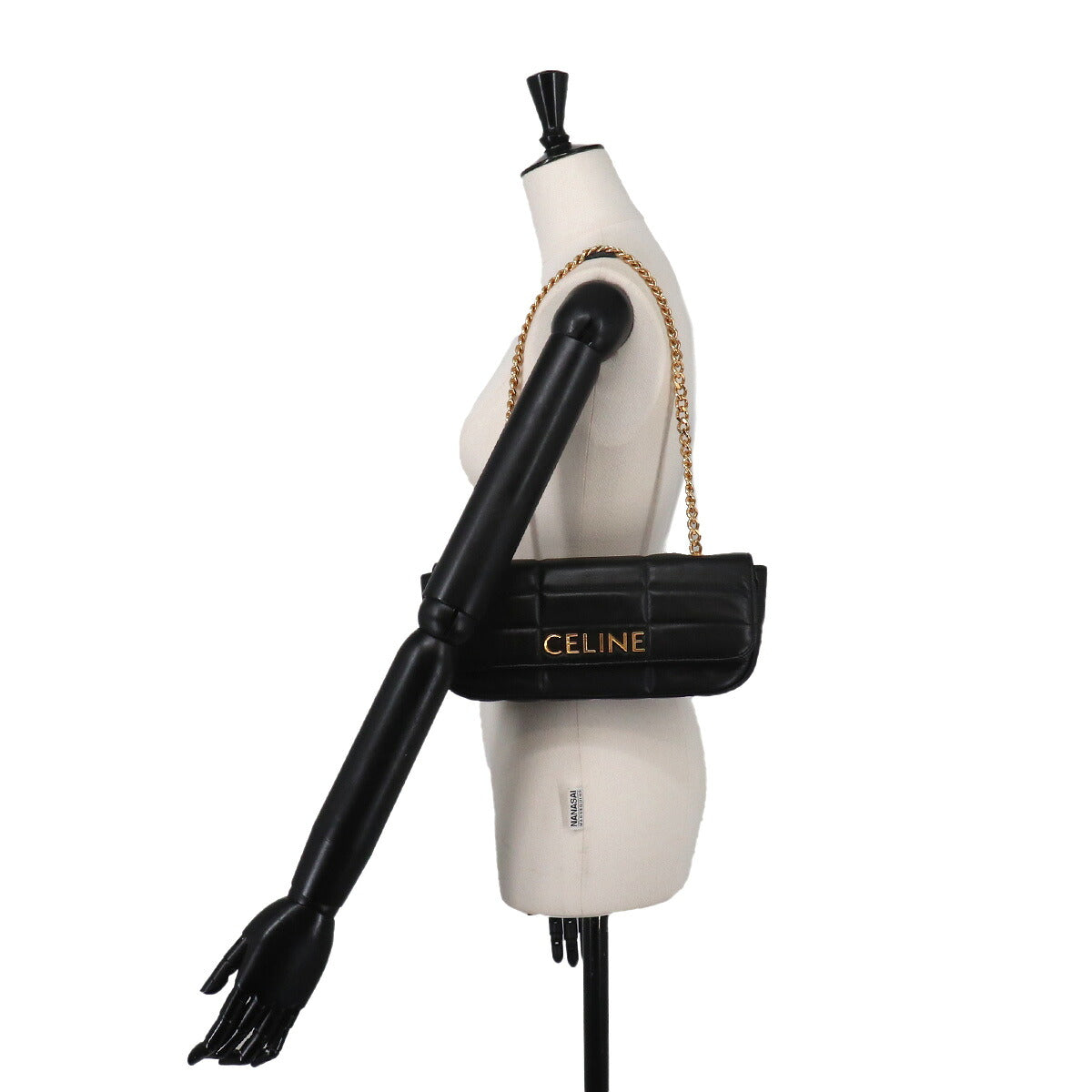 Matelasse Monochrome Chain Shoulder Bag Leather Black