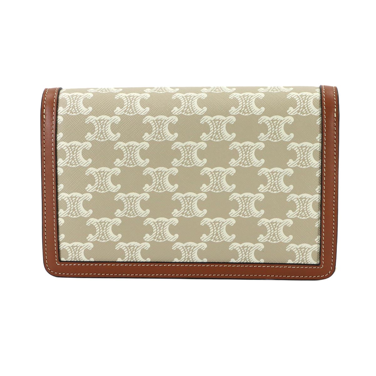 Margo Triomphe Chain Long Wallet PVC Leather Beige 10L462FI6