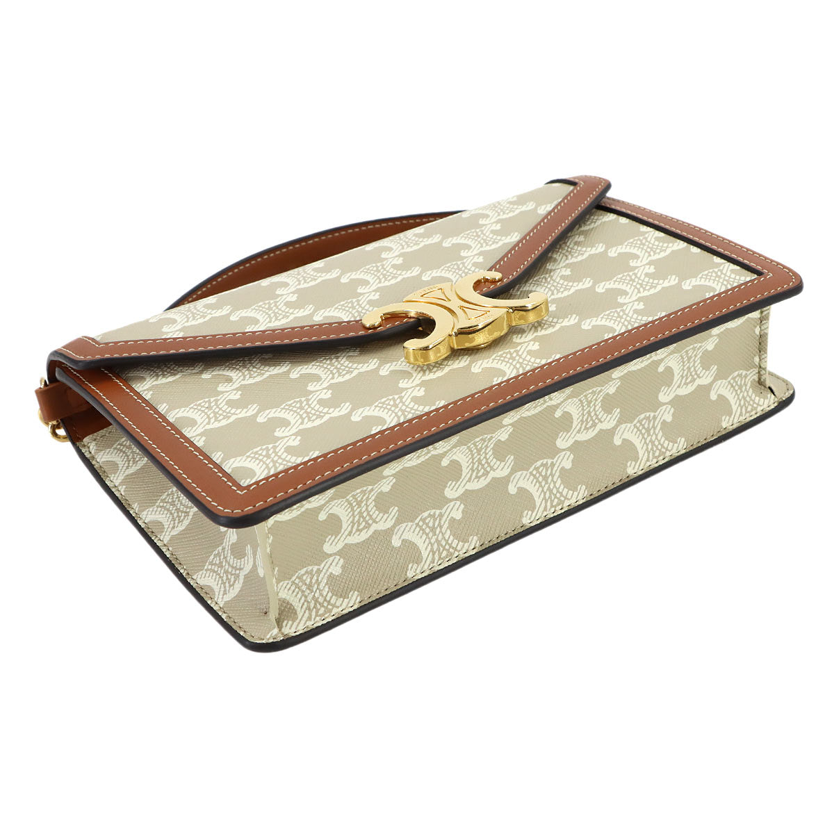 Margo Triomphe Chain Long Wallet PVC Leather Beige 10L462FI6