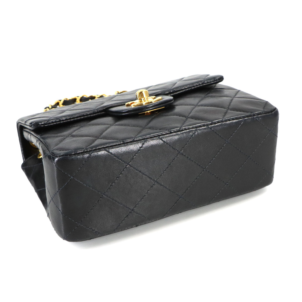 Mini Matelasse Chain Shoulder Bag Leather Black A01115 Purse