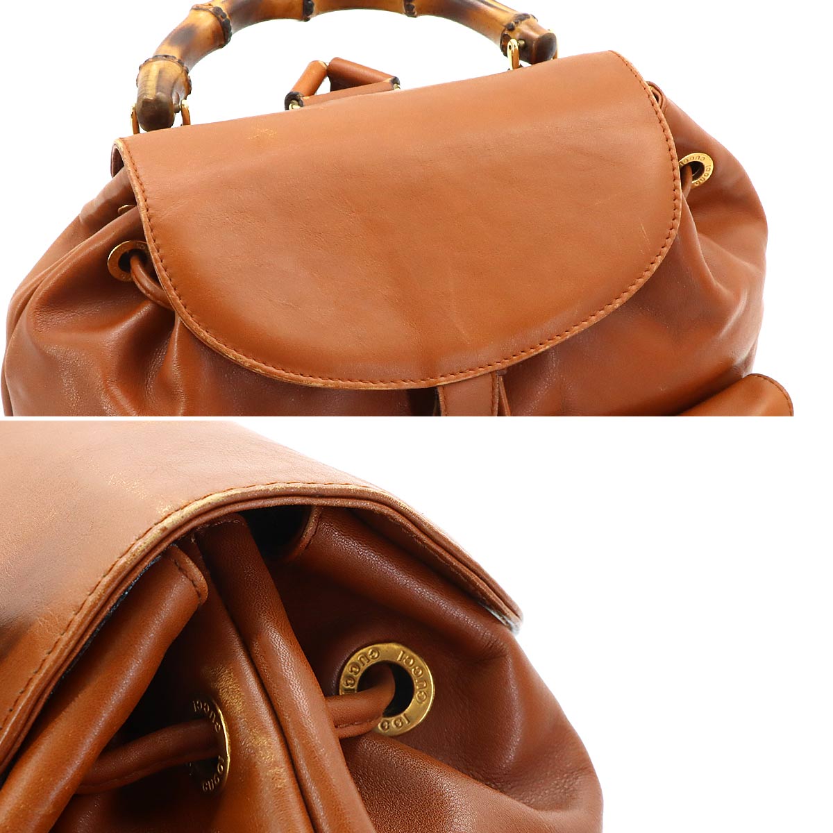 Bamboo Backpack Leather Brown Purse