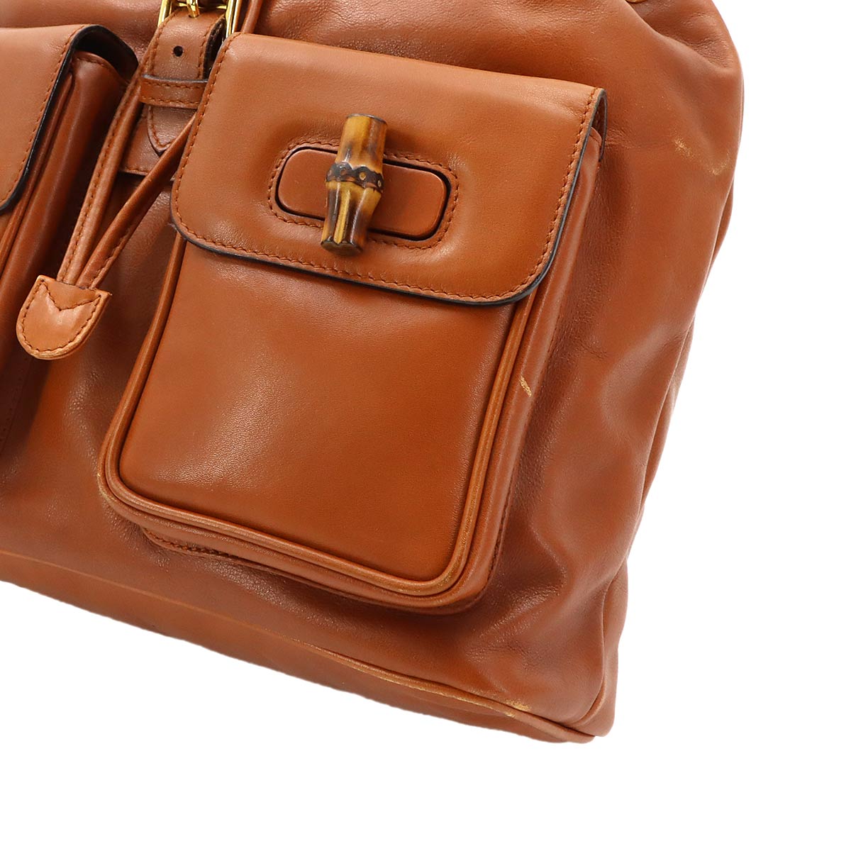 Bamboo Backpack Leather Brown Purse