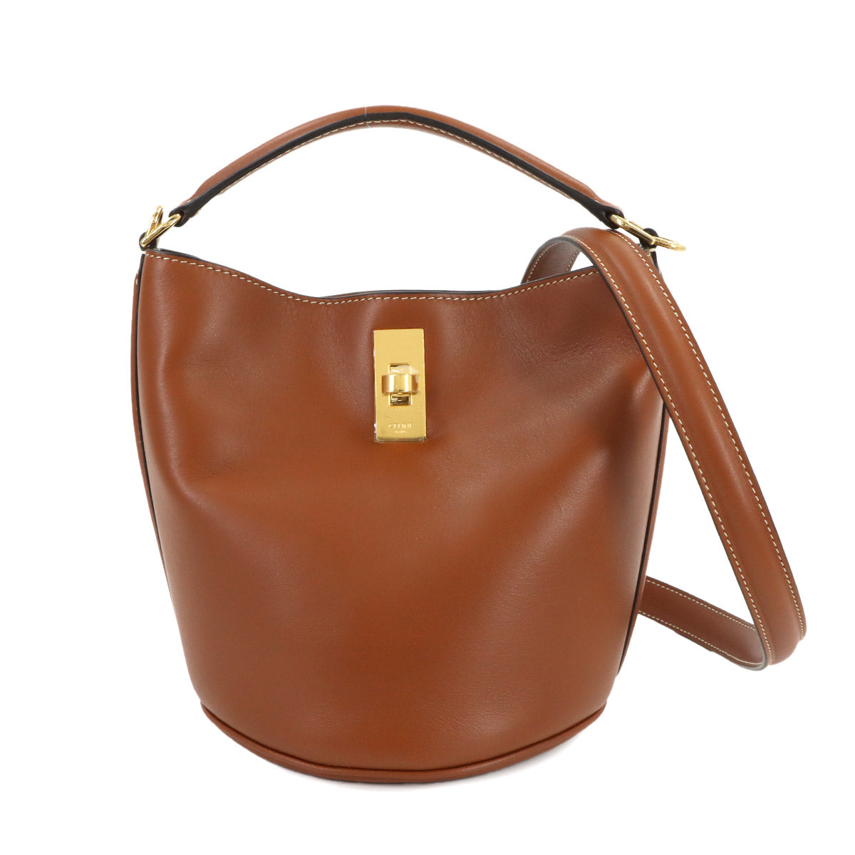Teen Bucket 16 Hand Shoulder Bag Leather Tan 197573 Brown