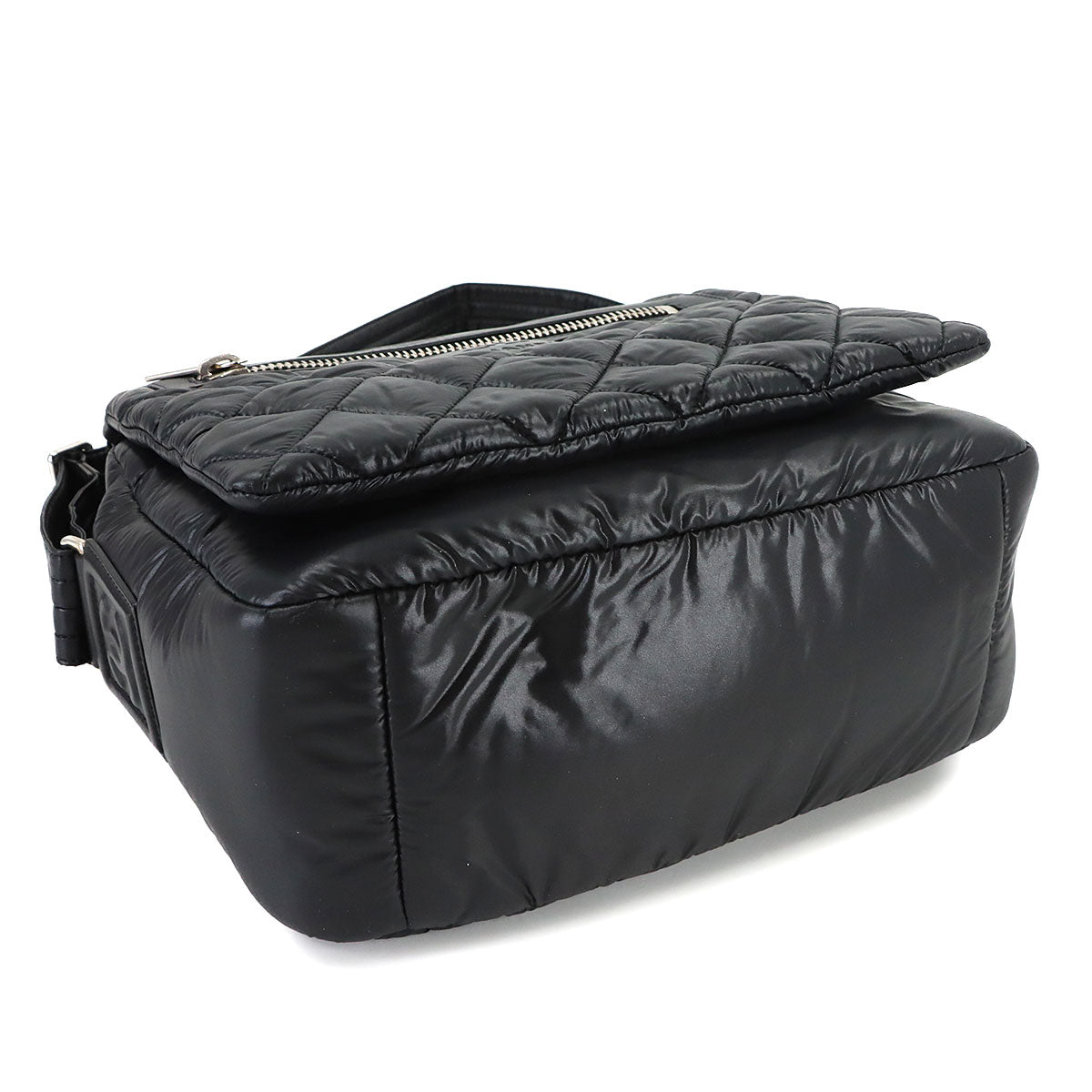 Coco Cocoon Messenger Shoulder Bag Nylon Leather Black A48616