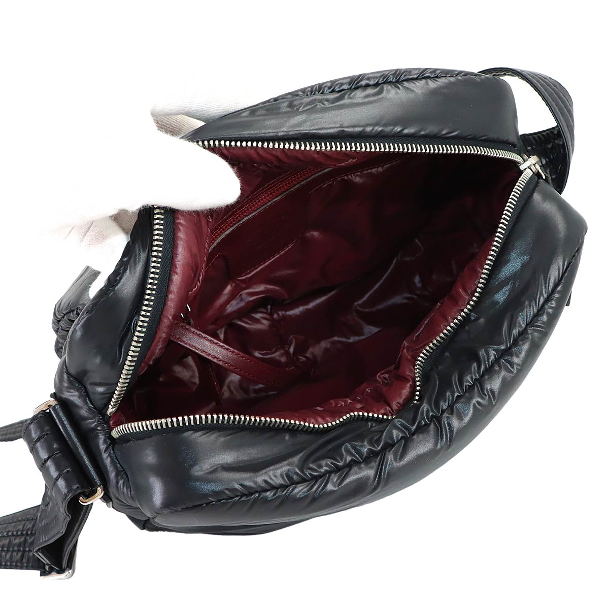 Coco Cocoon Messenger Shoulder Bag Nylon Leather Black A48616