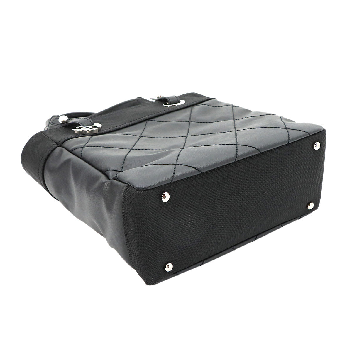 Paris Biarritz PM Tote Bag PVC Nylon Leather Black A34208 Purse