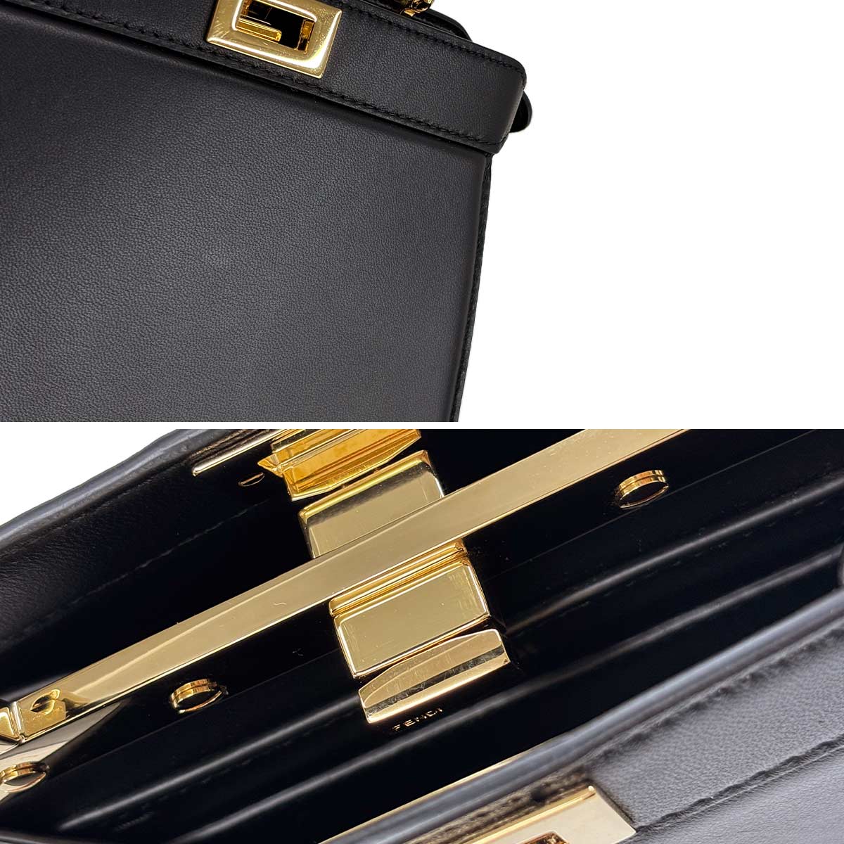 Peekaboo ISeeU Petite Hand Shoulder Bag Leather Black 8BN323