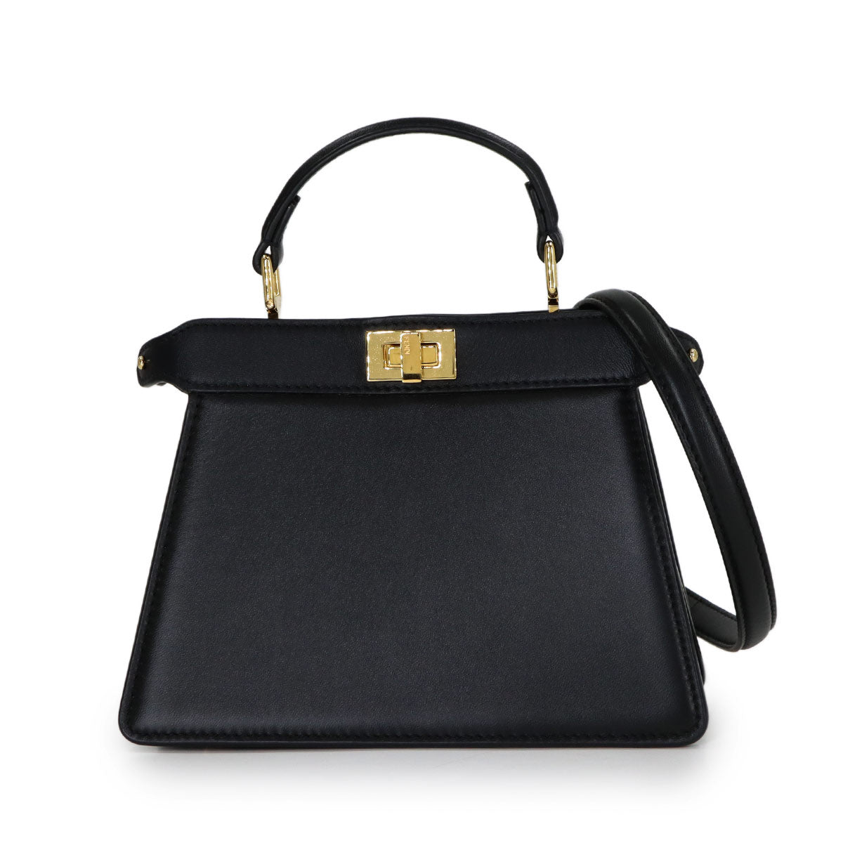 Peekaboo ISeeU Petite Hand Shoulder Bag Leather Black 8BN323