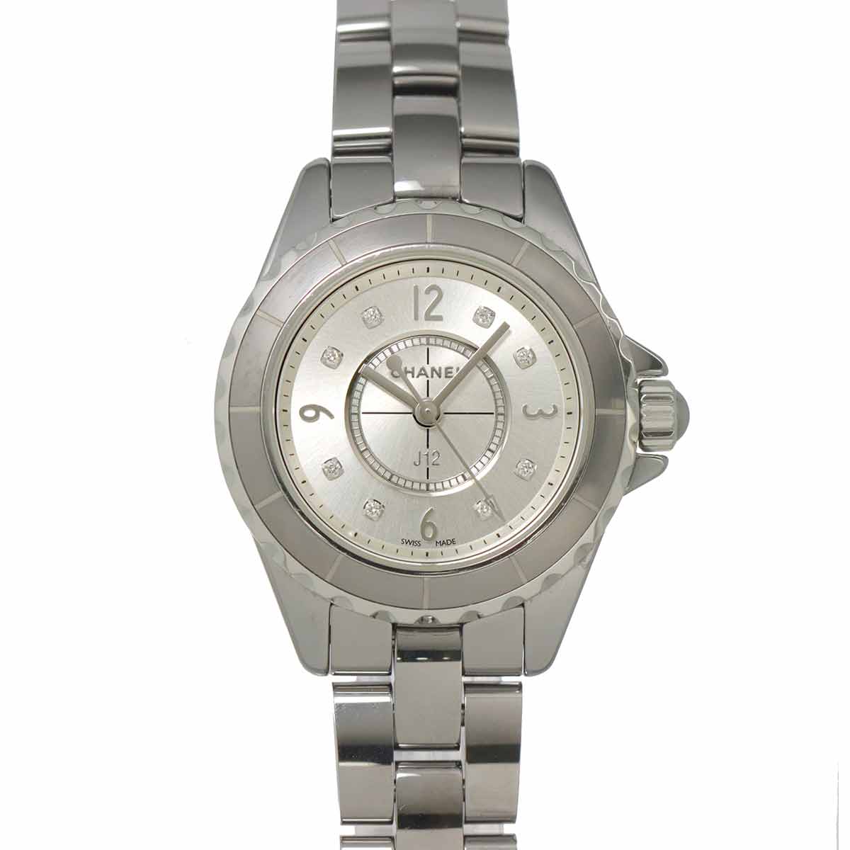 J12 Chromatic 29mm H3401 8P Diamond Quartz Silver Dial Ladies