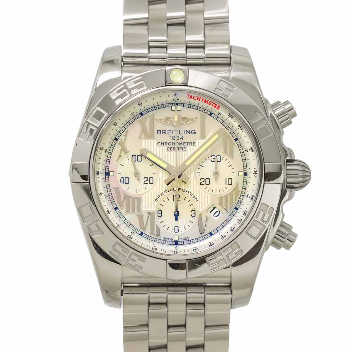 Chronomat 44 AB0110 Chronograph Date White Shell Dial Mens