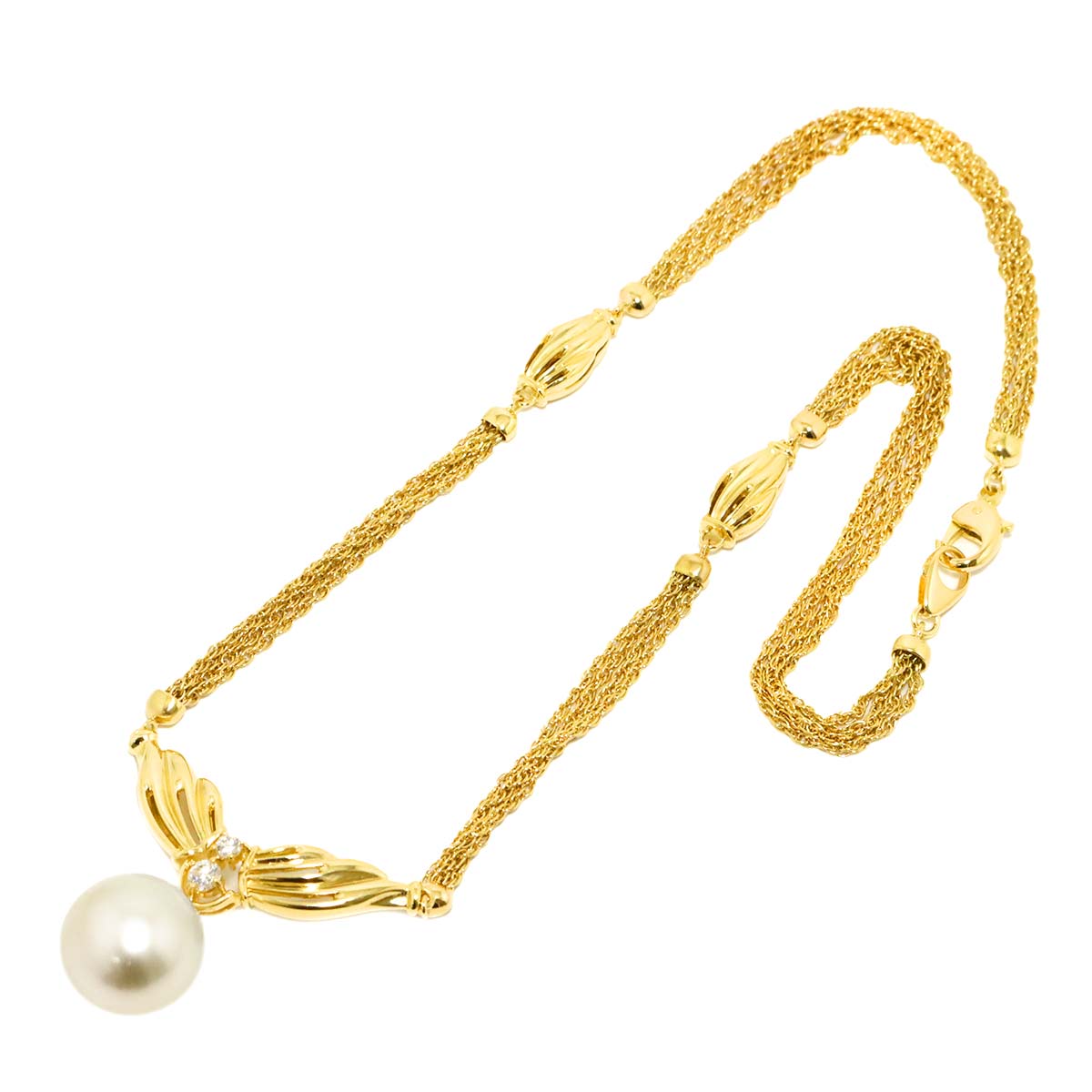 South Sea pearl 15.8mm Diamond Necklace 18K K18 YG Yellow Gold 750