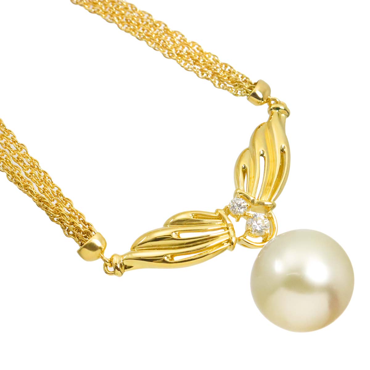 South Sea pearl 15.8mm Diamond Necklace 18K K18 YG Yellow Gold 750