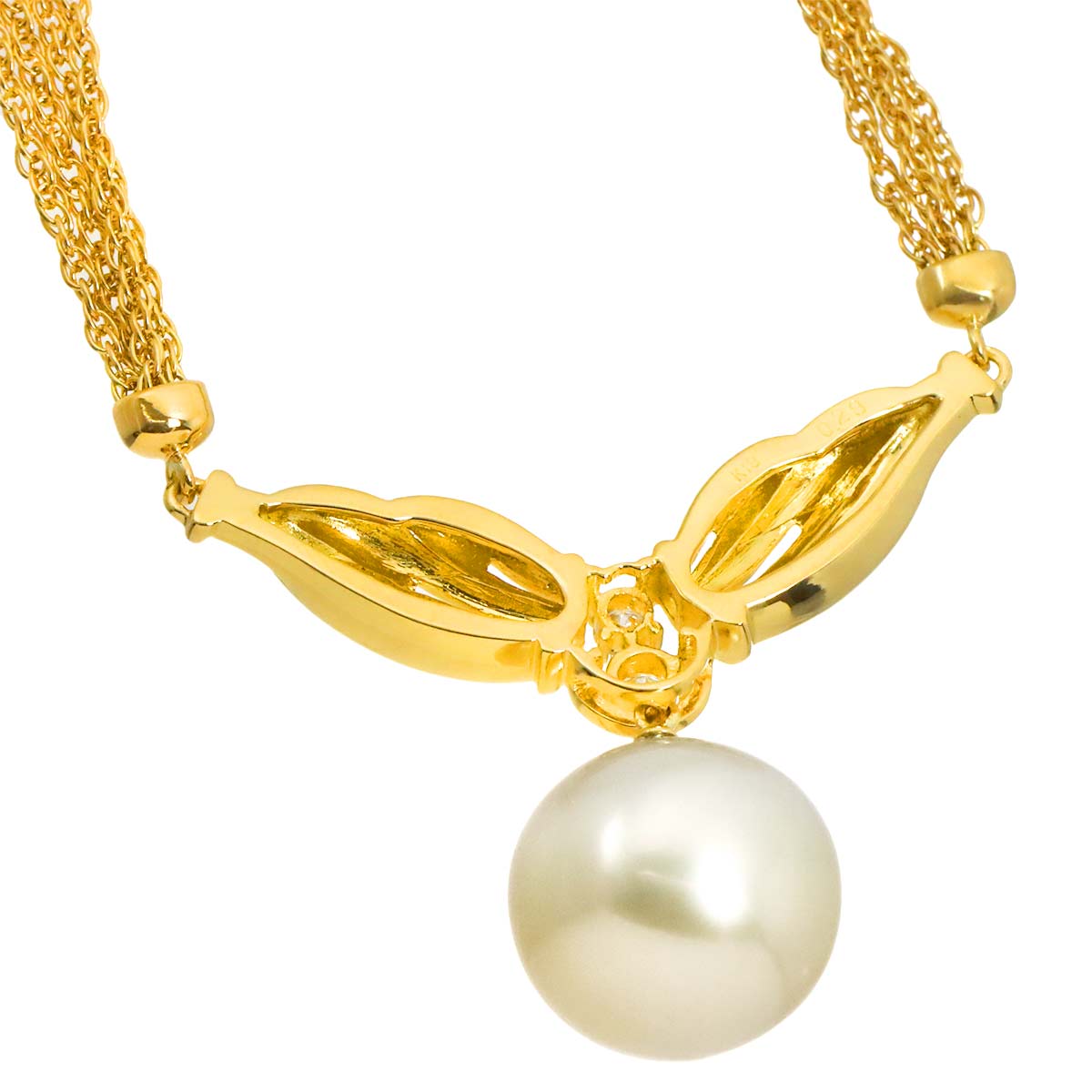 South Sea pearl 15.8mm Diamond Necklace 18K K18 YG Yellow Gold 750