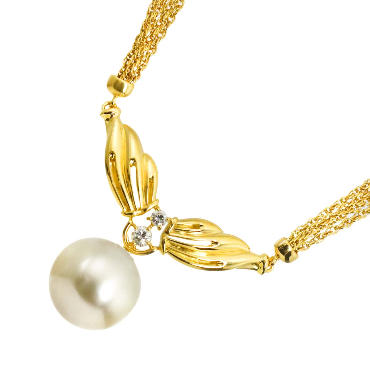 South Sea pearl 15.8mm Diamond Necklace 18K K18 YG Yellow Gold 750