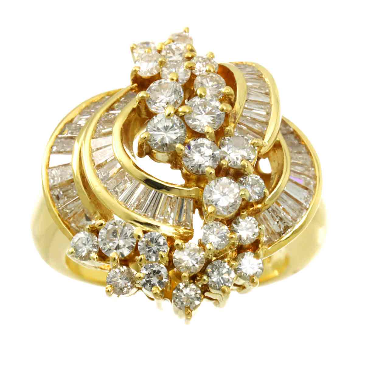 Diamond 2.82ct Ring 18K YG Yellow Gold 750 Size5.25-5.5(US)