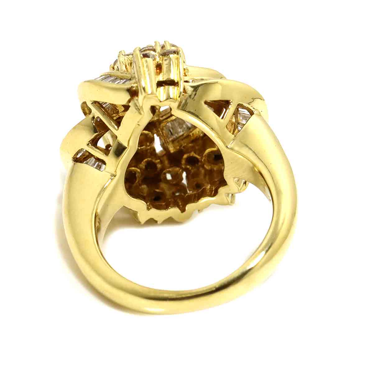 Diamond 2.82ct Ring 18K YG Yellow Gold 750 Size5.25-5.5(US)