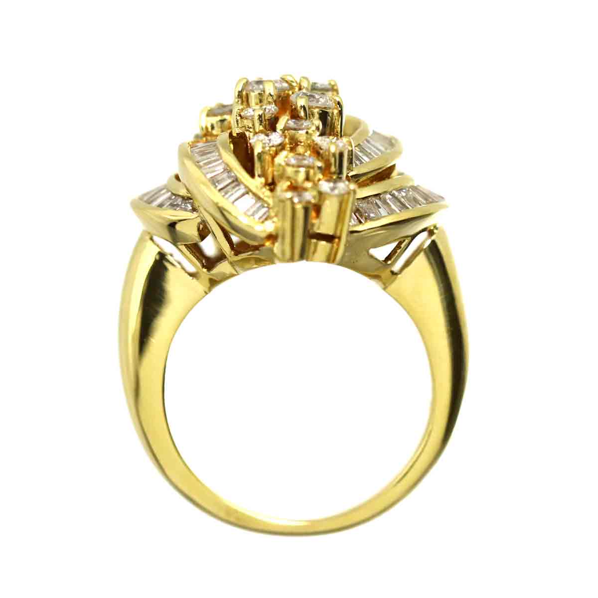 Diamond 2.82ct Ring 18K YG Yellow Gold 750 Size5.25-5.5(US)