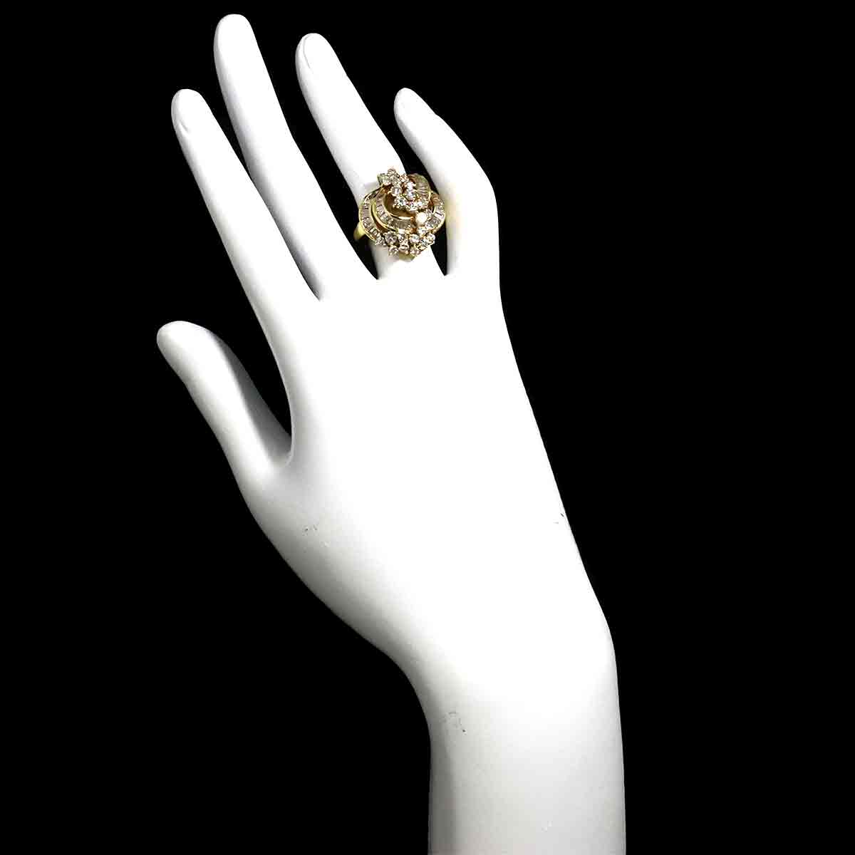 Diamond 2.82ct Ring 18K YG Yellow Gold 750 Size5.25-5.5(US)