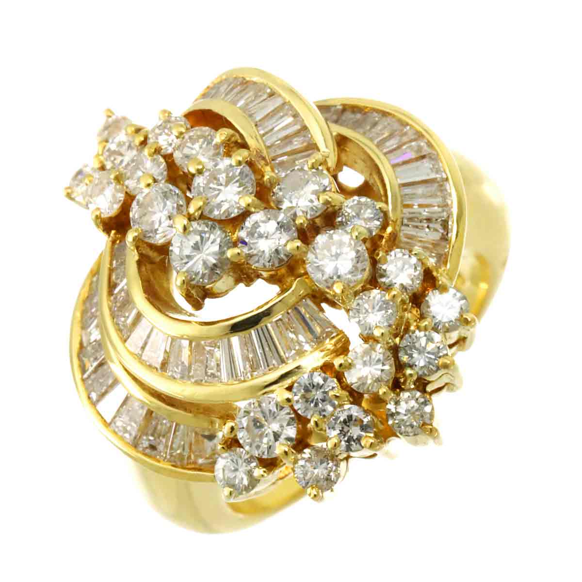 Diamond 2.82ct Ring 18K YG Yellow Gold 750 Size5.25-5.5(US)