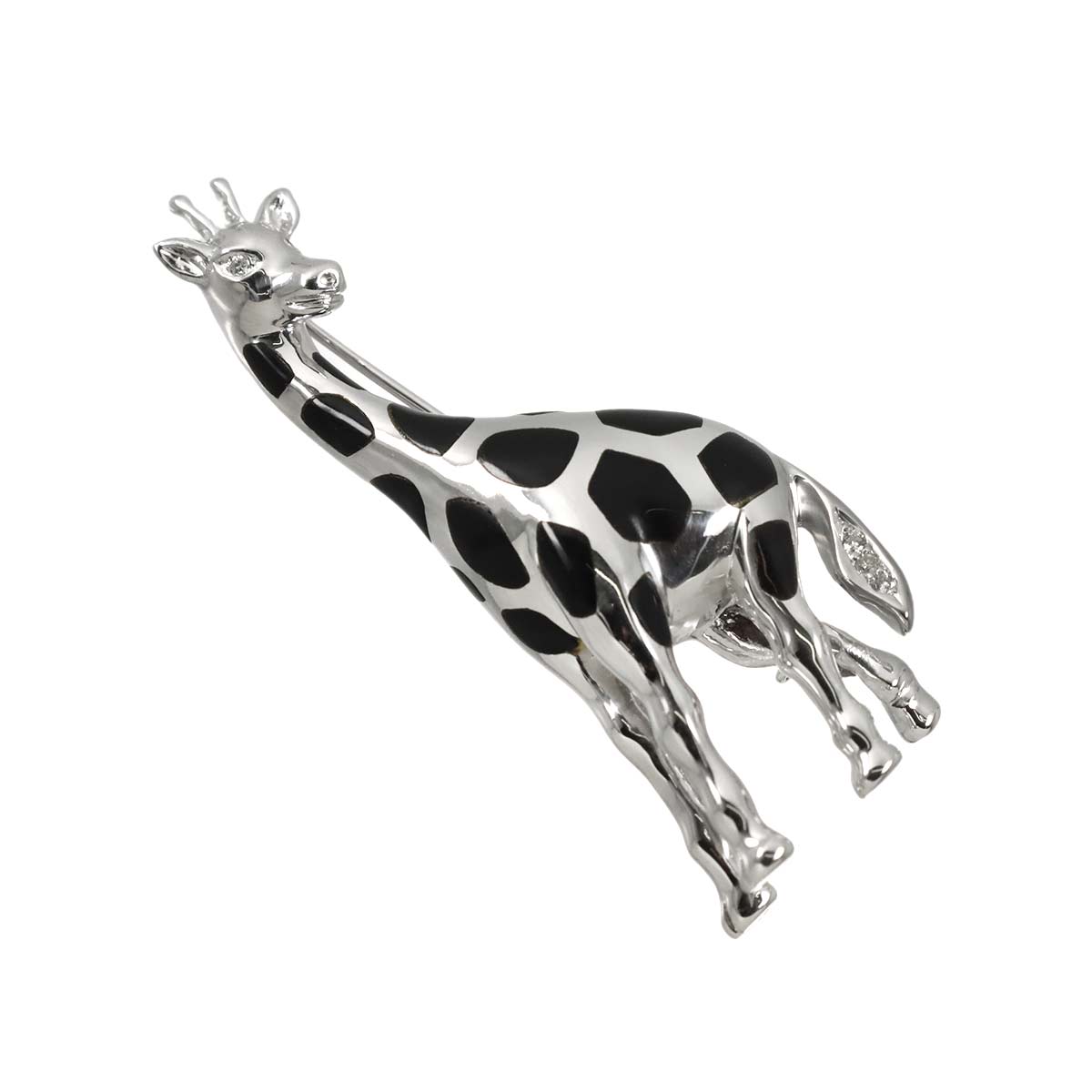 Diamond Brooch 18K WG White Gold 750