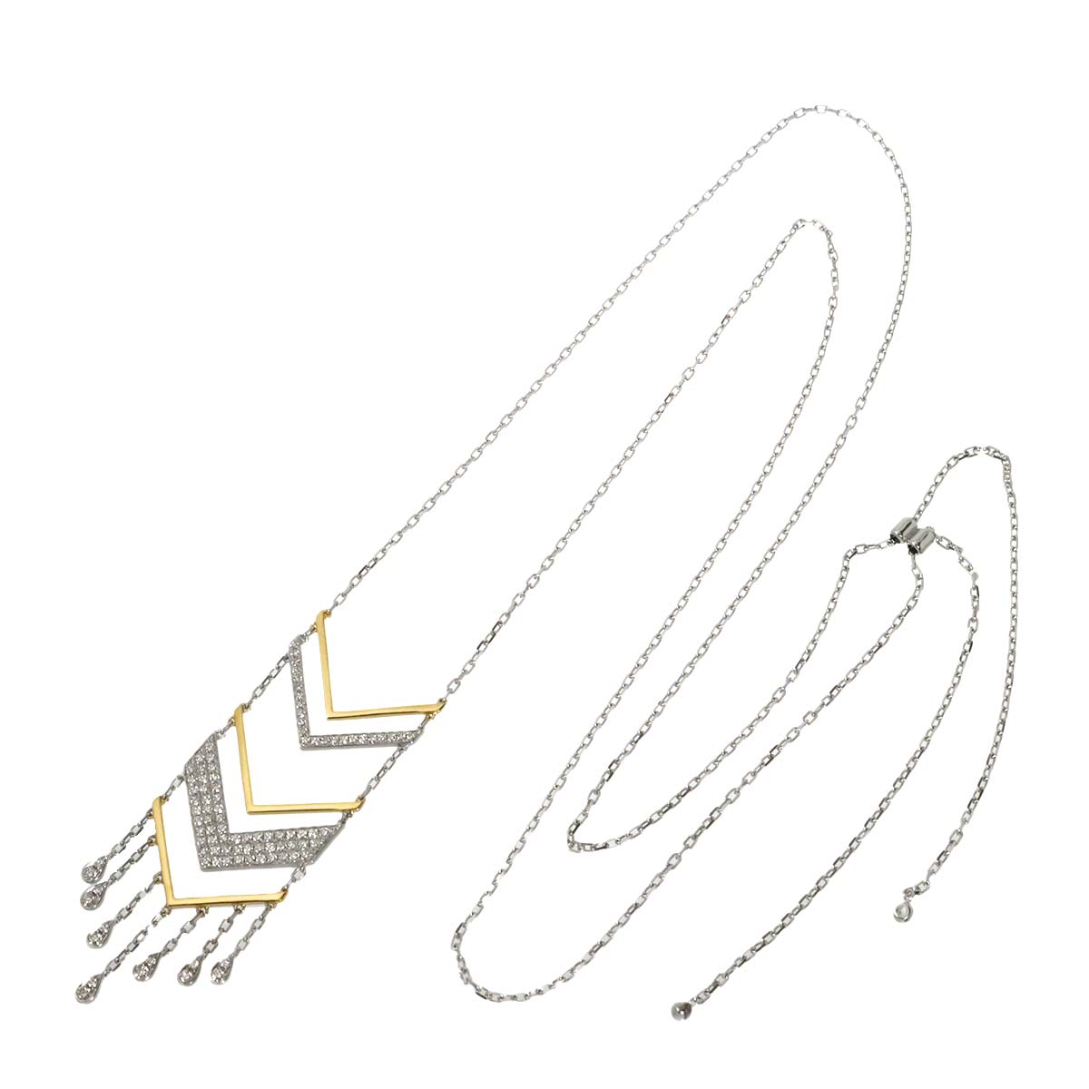 Diamond 1.085ct Necklace 18K WG YG White Yellow Gold 750