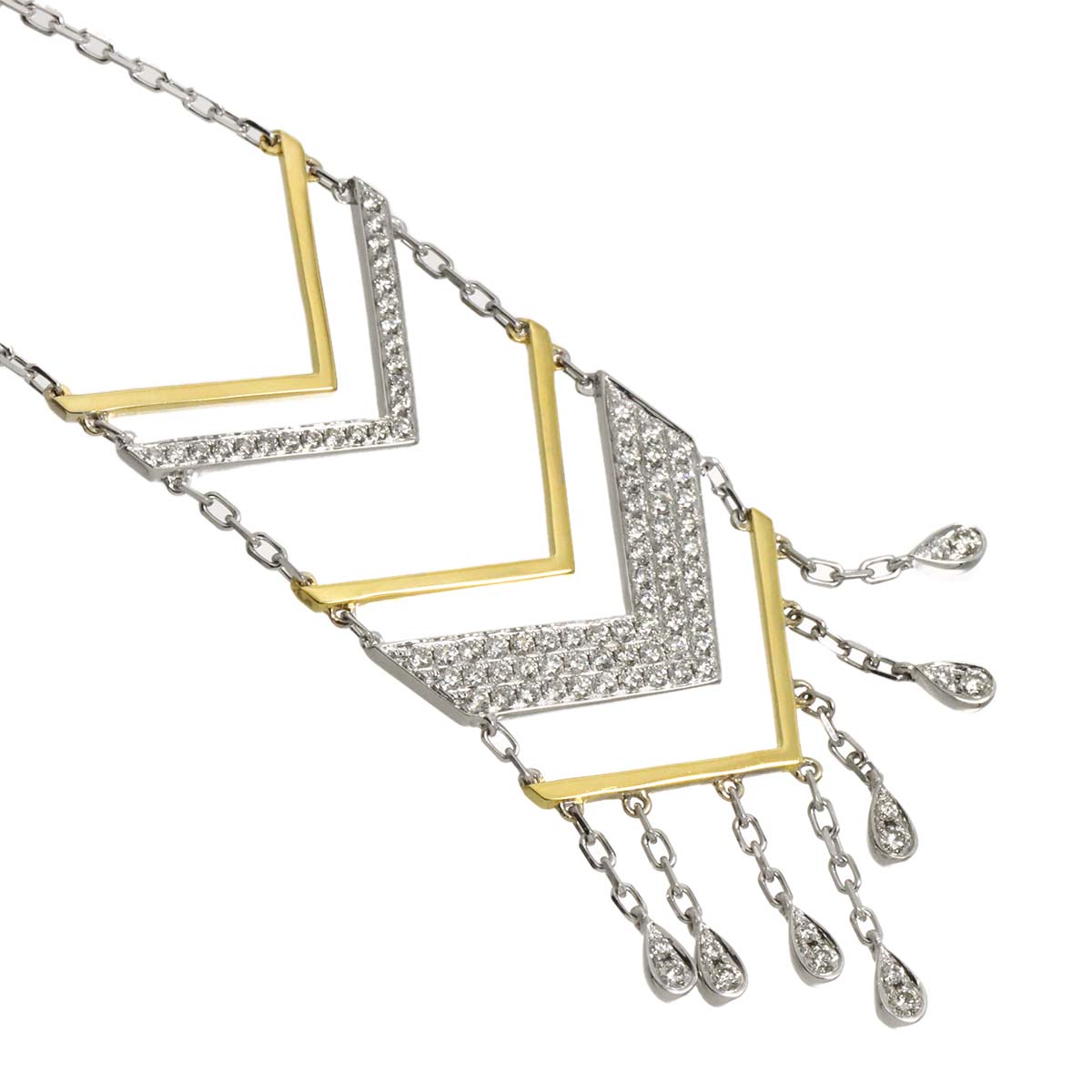 Diamond 1.085ct Necklace 18K WG YG White Yellow Gold 750